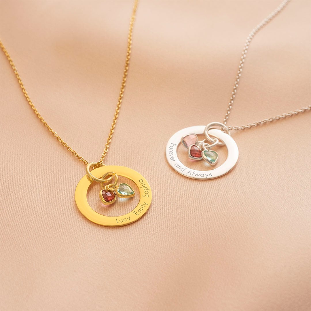 10722 sterling silver family eternal ring with heart birthstone personalised necklace 03 10722 sterling silver family eternal ring with heart birthstone personalised necklace 03