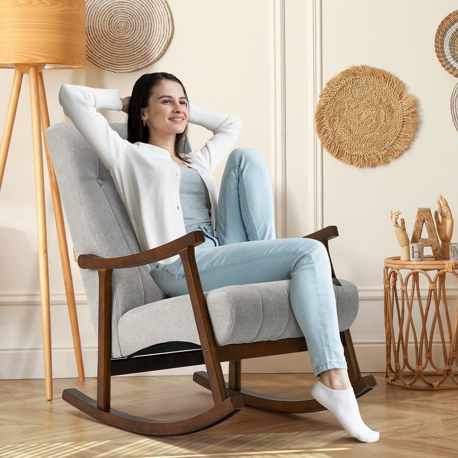 AVAWING Upholstered Rocking Chai