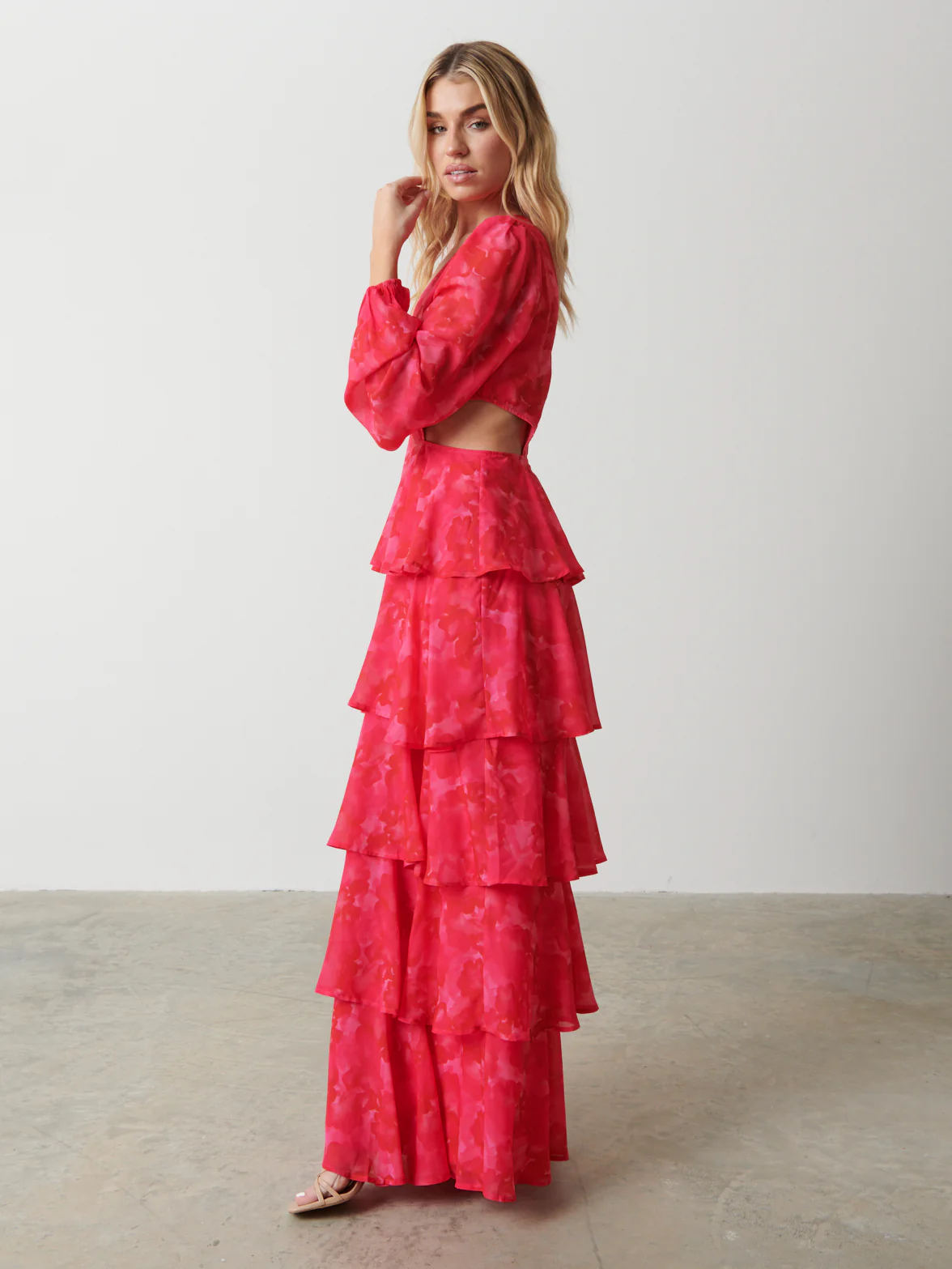 Ashton Cutout Maxi Pink and Red Watercolour 1 Ashton Cutout Maxi Pink and Red Watercolour 1