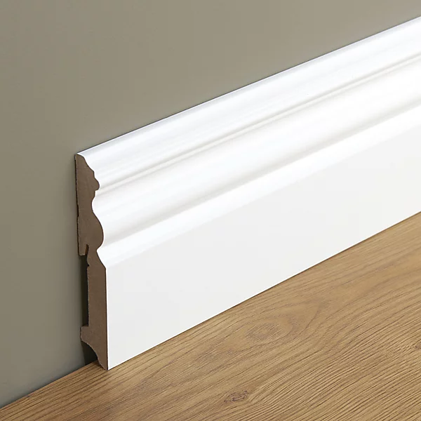 goodhome white mdf skirting board l 2 2m w 120mm t 19mm~3663602531050 02i bq