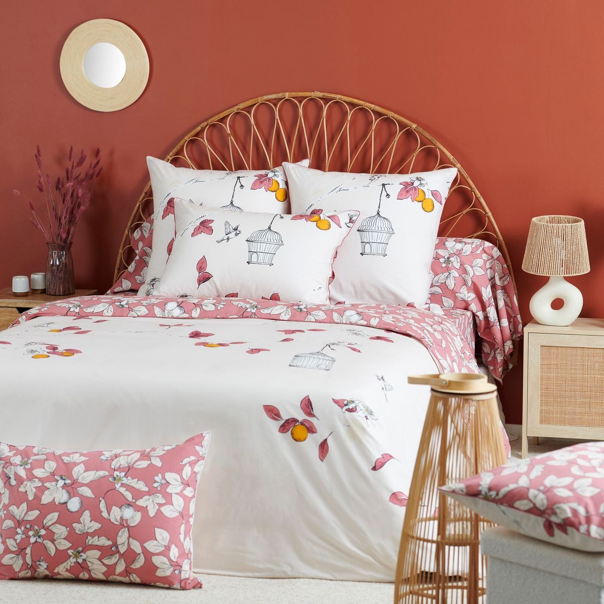 orange tree bedding set cotton percale