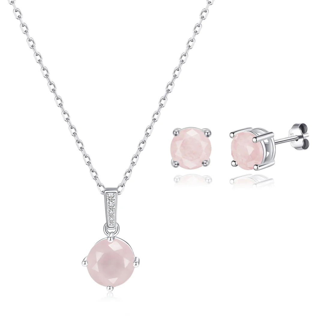 sterling silver rose quartz gemstone set 819011