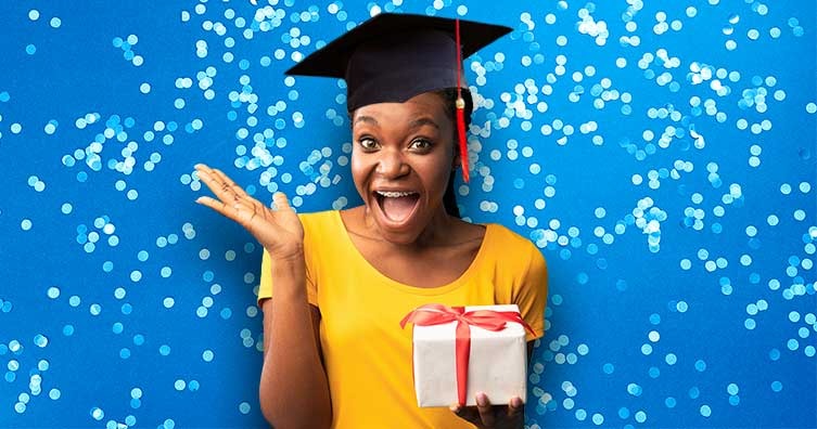 woman graduation gift blue confe